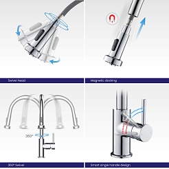 Timo Смеситель для кухни Saona 2316/00FL с выдвижной лейкой – фотография-6
